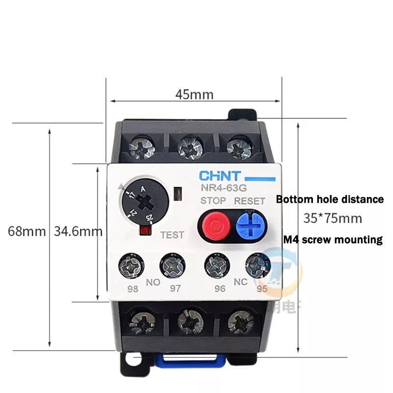 NR4 - 63G Thermal Overload Relay Range 1 - 63Amp For 3 Phase Motor Protector NO/NC - HomeDIYer