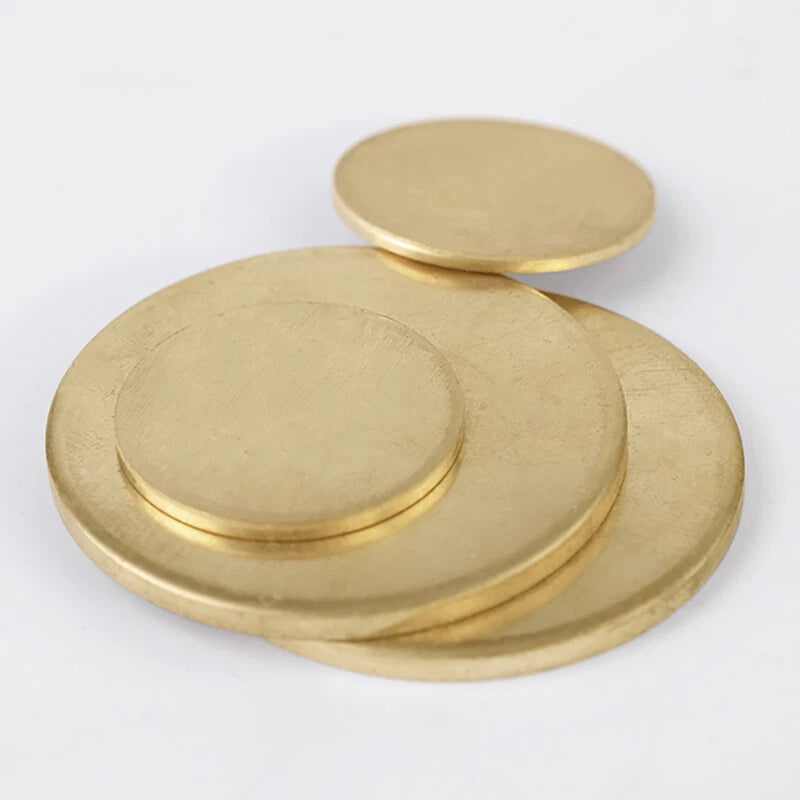 H62 Brass Round Sheet Solid Plate Metal Disc Thickness 0.3/0.5/0.8mm OD 10-300mm