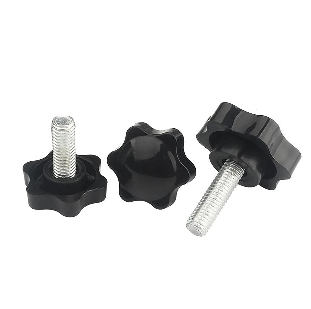 M4–M12 Black Plastic Six‑Petal Flower Thumb Screws – Hand Grip Knob Bolts (25–58mm Head) - HomeDIYer
