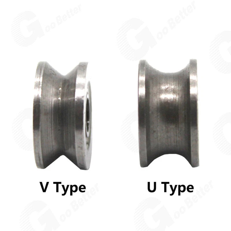 U/V Groove Metal Pulley Ball Bearings Wheel Steel Guide Roller Bore 3/4/5/6mm