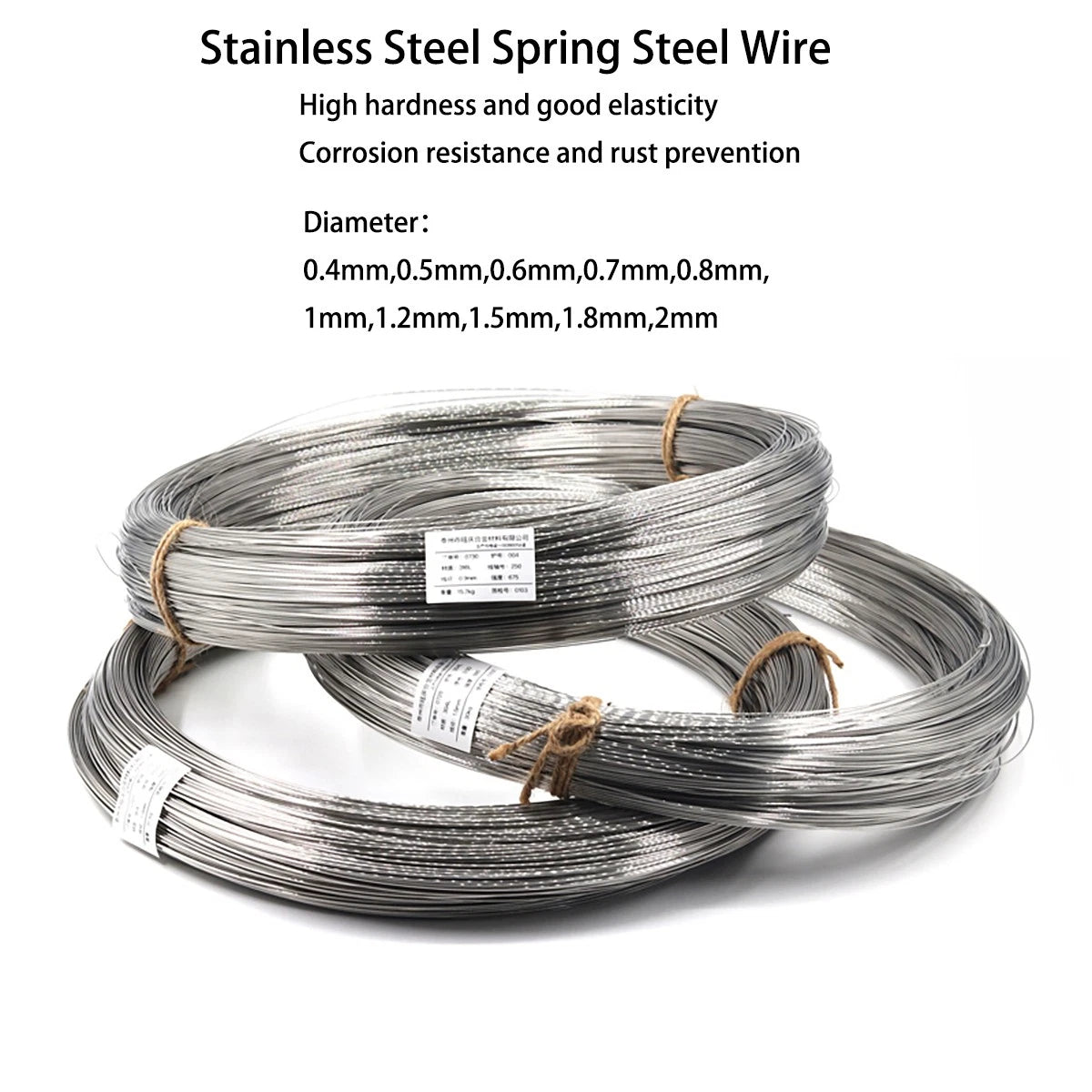 High-Tensile Stainless Steel Spring Wire, 0.4-2mm Diameter Options - Metal Wire