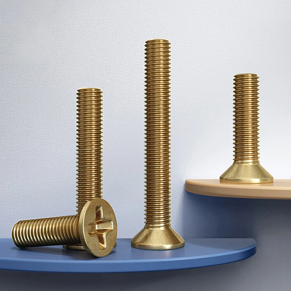 Brass Phillips Countersunk Machine Screws — Pozi Flat Head, M2 to M8