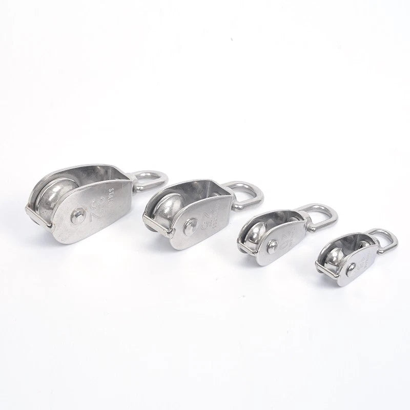 A2Stainless Steel Single Double Pulley Rope Pully Lifting Wheel Swivel Block 304