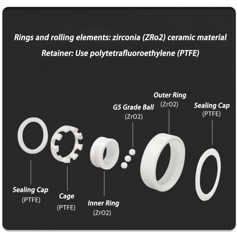 6700 - 6708 ZrO2 Full Ceramic Thin Wall Bearing Zirconia Roller Ball Bearings