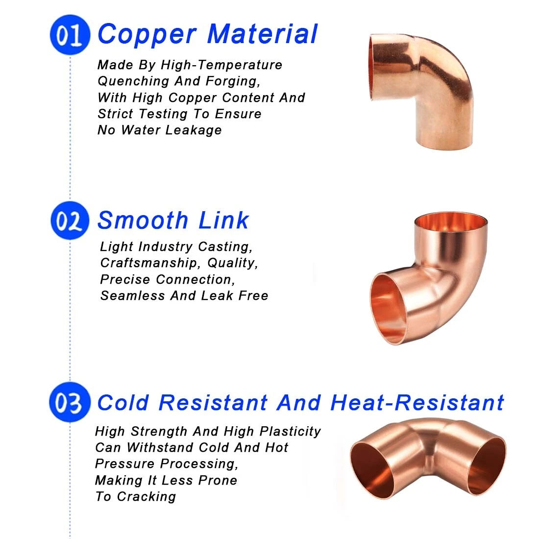 90° End Feed Elbow Copper Pipe Fitting | 6.35mm–159mm | Plumbing Bend