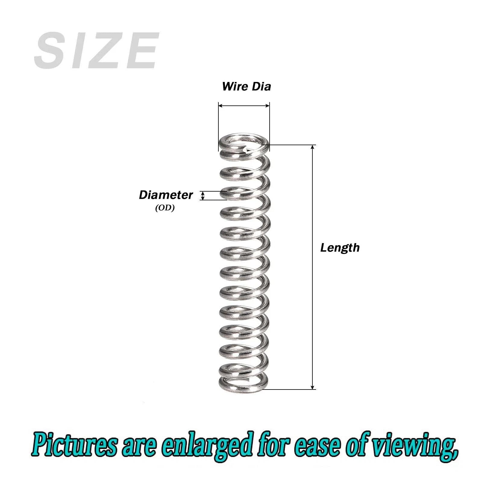Compression Spring 0.8mm Wire Dia 5mm-100mm Length Small Stainless steel Springs