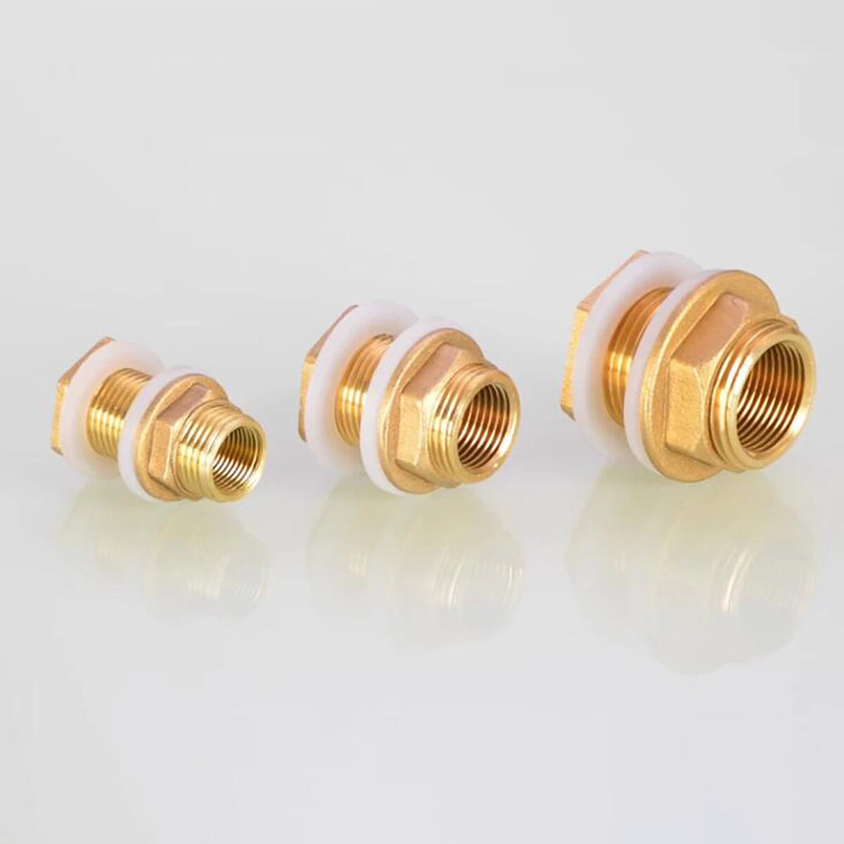 Brass Reducing Pipe Fitting Male to Female Threaded Connector — 1/2" to 2" for Water Tank, Pool & Fish Tank