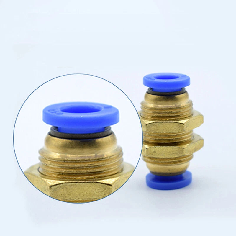 Brass Push-to-Connect Pneumatic Bulkhead Union Fittings — 4mm 6mm 8mm 10mm 12mm