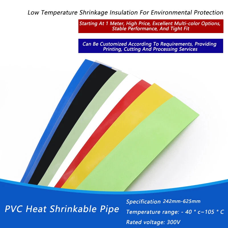 PVC Heat Shrink Tubing 2:1 Ratio — Large Diameter 242mm to 625mm, Wire & Cable Insulation Sleeve