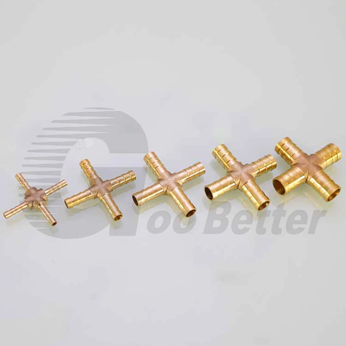 Brass Barbed Cross 4-Way Hose Fitting — 4mm to 19mm for Air, Water, Fuel & Gas