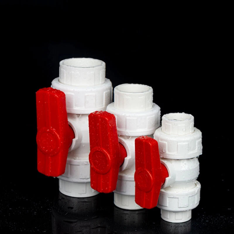 White PVC Ball Valve Double Union Solvent Weld Pipe Fittings Pond Tank 20-110mm