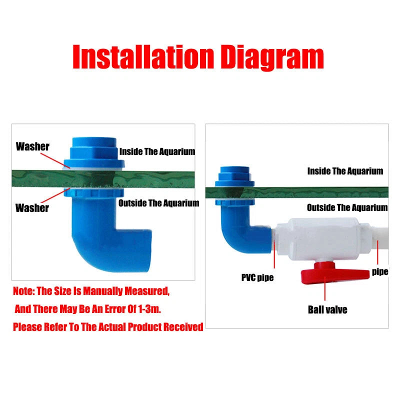 PVC Elbow 90° Pipe Fittings 20~50mm Tank Connector Bulkhead For Aquarium Grey