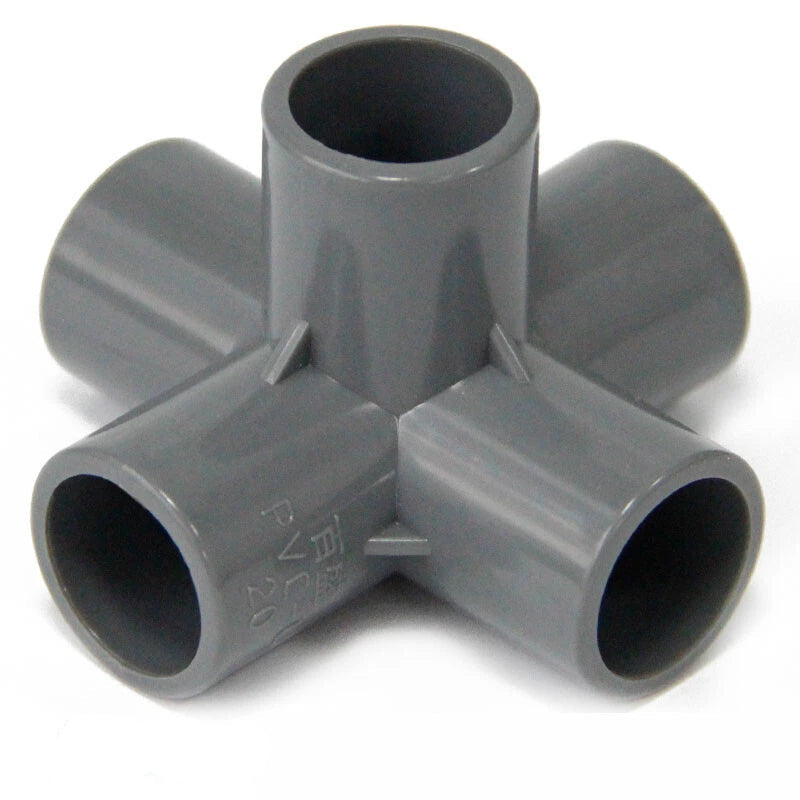 Grey PVC 5-Way Equal Connector Socket Pressure Pipe Fittings 20 25 32 40 50mm
