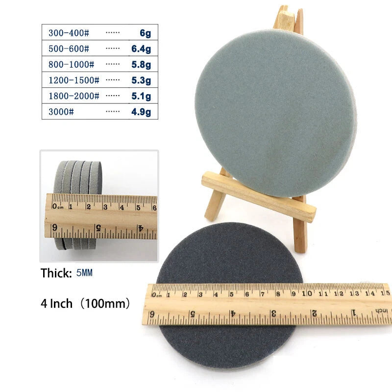 4" 5" 6" Wet Dry Sanding Pad Discs Hook&Loop Sponge Foam Sandpaper 300-3000 Grit