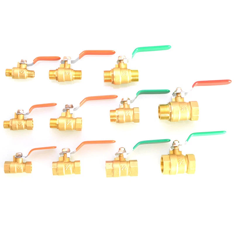 Brass Ball Valve Air Compressor Pipe Fittings — NPT 1/4" 3/8" 1/2" 3/4"