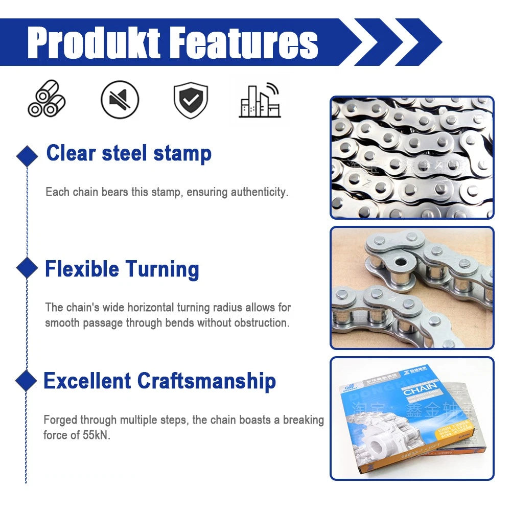 Roller Chain Simplex Duplex Chain 304 Stainless Steel 06C 08A 10A 12B 16 20B 24A