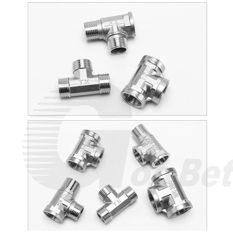 Stainless Steel Equal Tee BSP Pipe Fitting | 1/2" 3/4" 1" Female & Male Thread