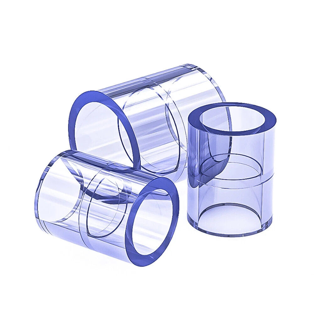 Clear PVC Straight Pipe Coupling — Socket Fitting 20mm to 110mm