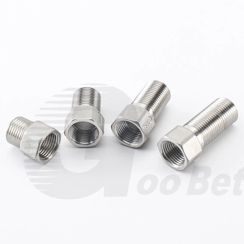 1/2" BSP Male to Female Extension Adapter — 304 Stainless Steel Pipe Fitting