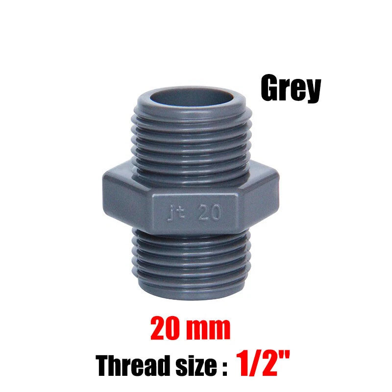PVC Nipple Bsp Male Threaded Pressure Fittings Pipe Fitting ID 20mm~63mm Grey