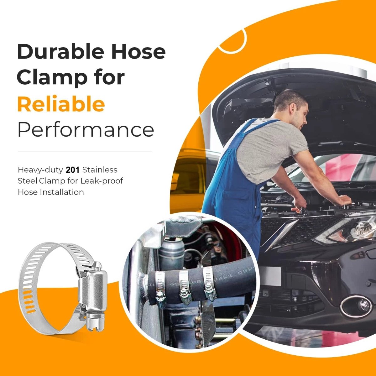 200mm - 1000mm Hose Clamp Worm Drive Jubilee Clips Stainless Stees Marine Grade Clip - HomeDIYer