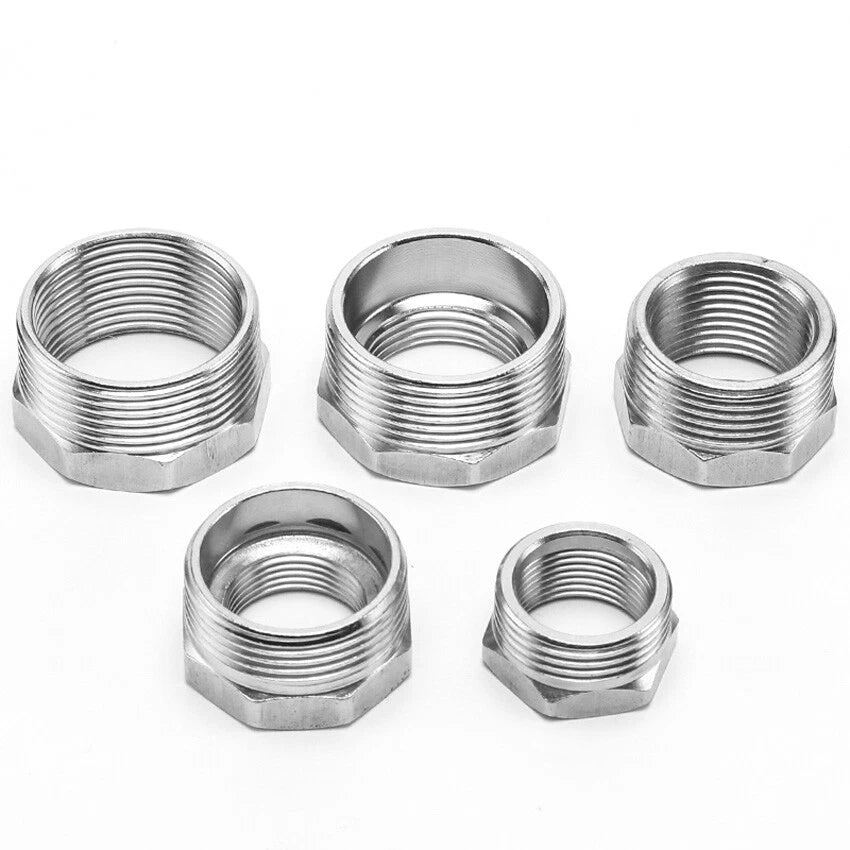 BSP Reducing Bush Stainless Steel Male x Female Pipe Adapter — 13 Sizes