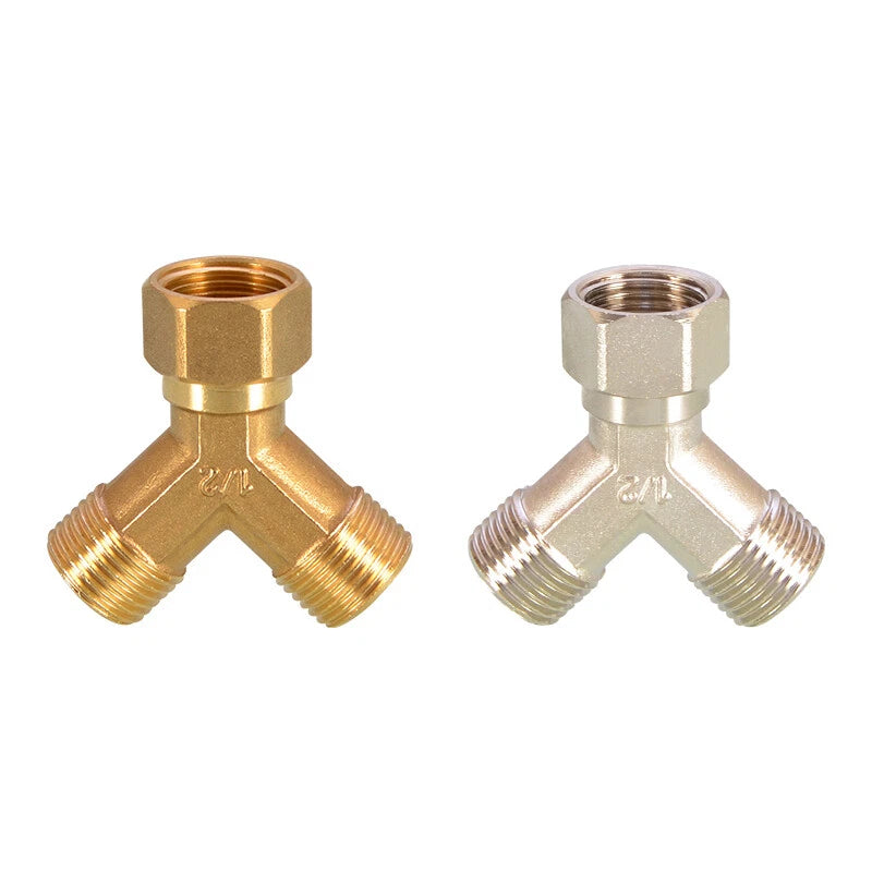 BSP 3-Way Y Fitting — 1/4" 3/8" 1/2" Female Male Thread Hose Splitter Connector