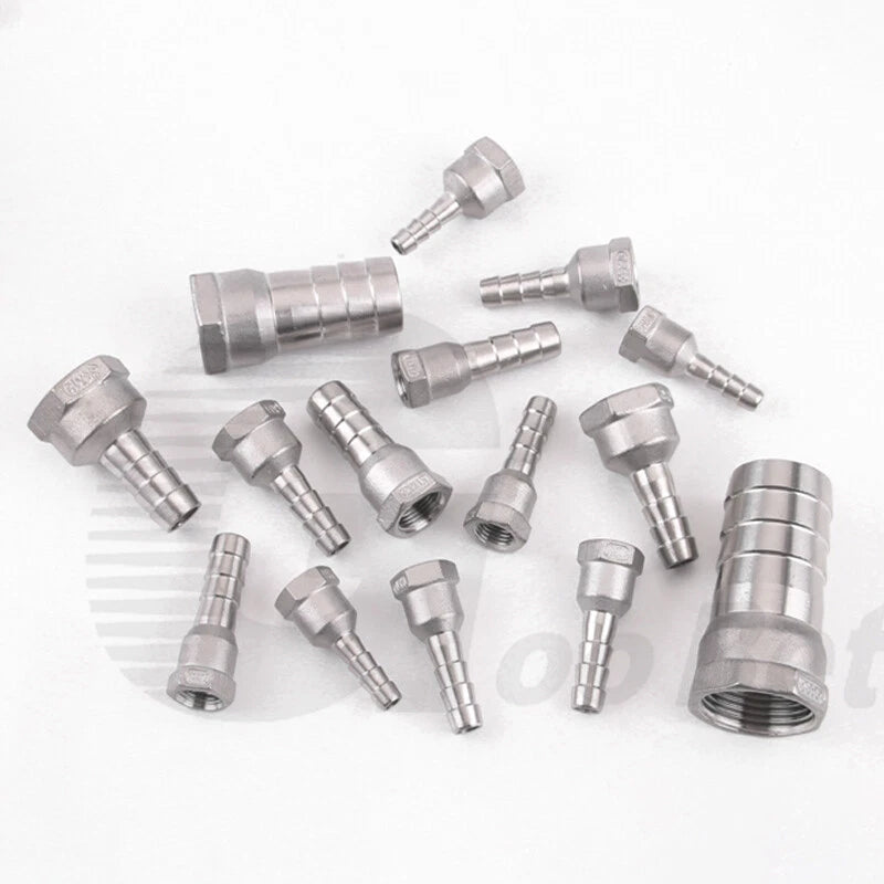 BSP Female Thread Barb Hose Tail Joiner — Stainless Steel Connector, 1/4" to 2"