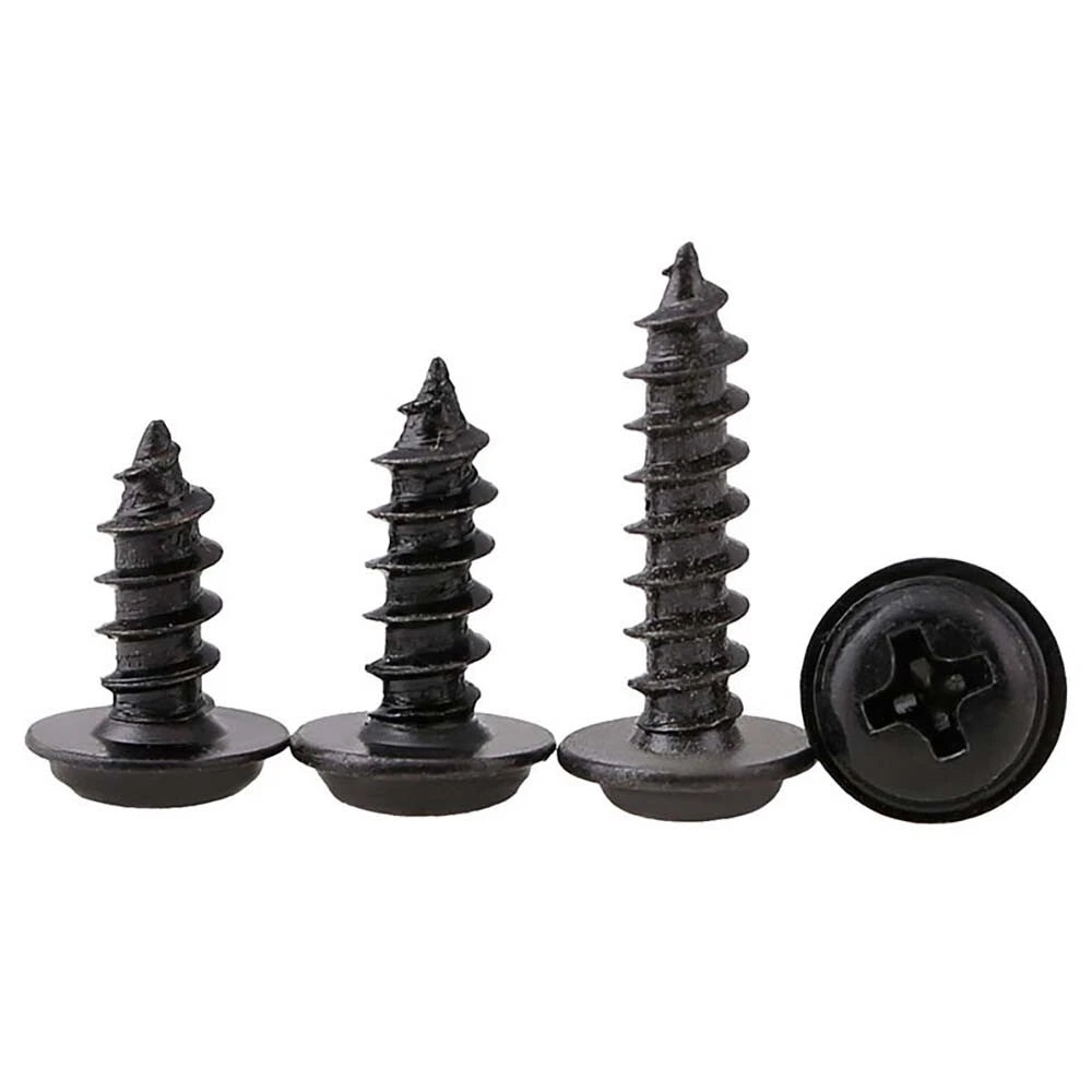 Black Phillips Flanged Head Self Tapping Screws – M1.2–M5 Carbon Steel