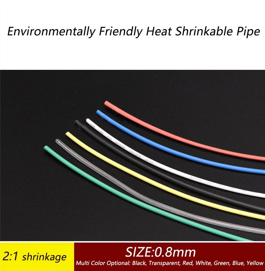 Heat Shrink Tubing 2:1 Ratio – 0.6mm & 0.8mm, 7 Colors, 5–50 Meter Rolls