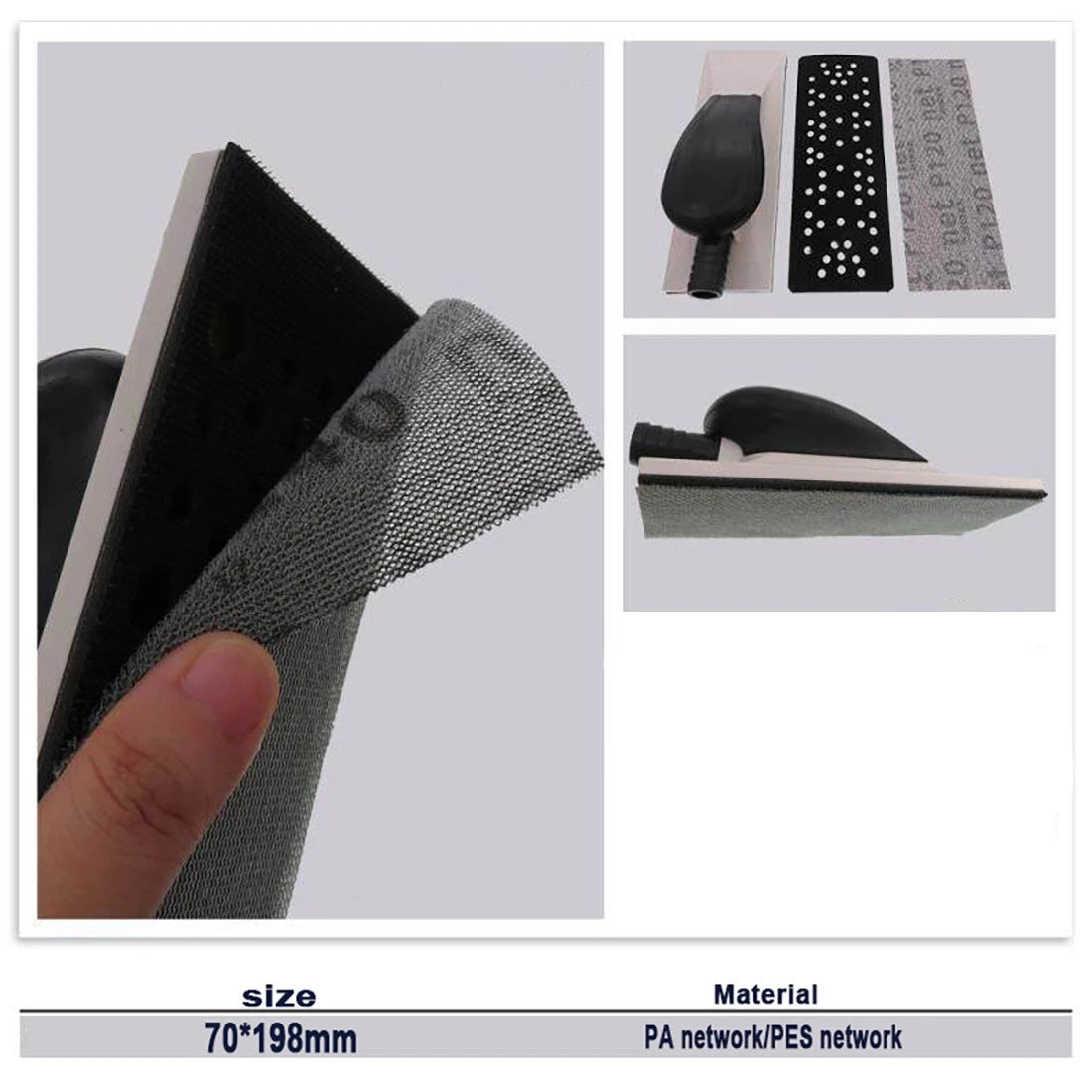 70x198mm Mesh Sanding Sheets — P80 to P1000 Grit Hook & Loop Sandpaper for Detail Sanders