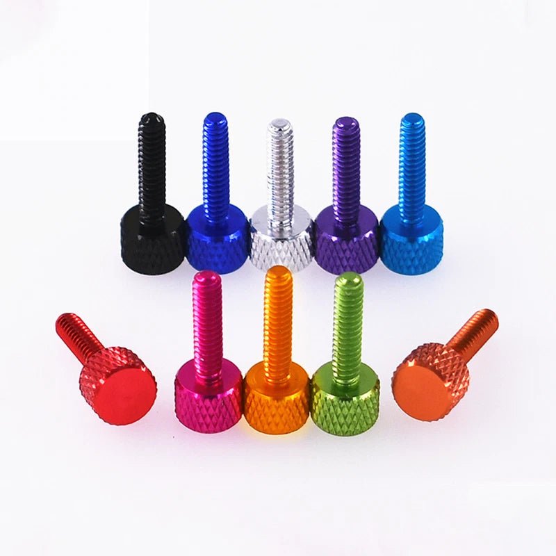 Knurled Thumb Screws – Aluminum Hand Grip Bolts, 6 - 32 & 1/4 - 20 UNC, 5mm–30mm, 10 Colors - HomeDIYer