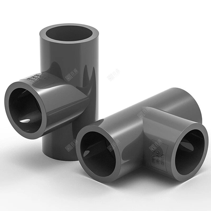 UPVC PVC Pipe Fittings Tee Straight Elbow Plumbing Couping ID 20-50mm Dark Grey