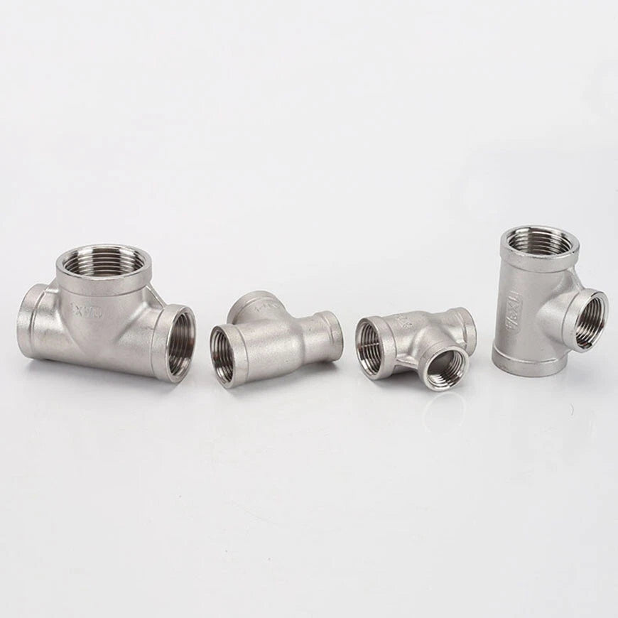 BSP Reducing Female Tee — 304 Stainless Steel Pipe Fitting, All Female Ports