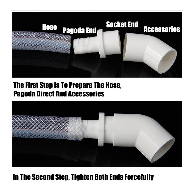 Pagoda 20mm 25mm PVC Pipe Connector Fittings Adapter To Hose OD 5mm~20mm Grey