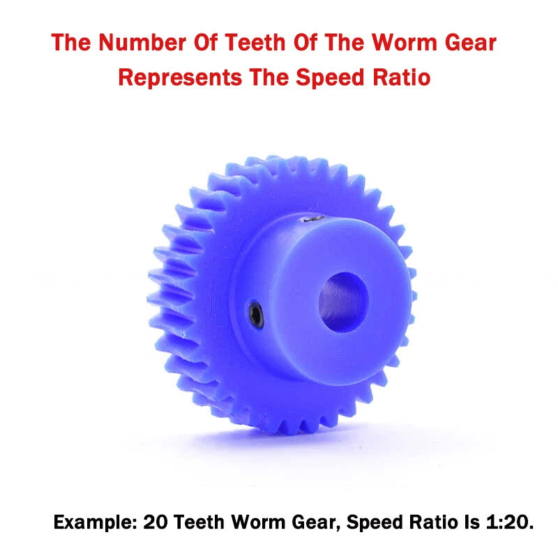 1 Module Nylon Precision Worm Gears 15 - 80 Teeth Worm Gear Wheel & Worm Shaft