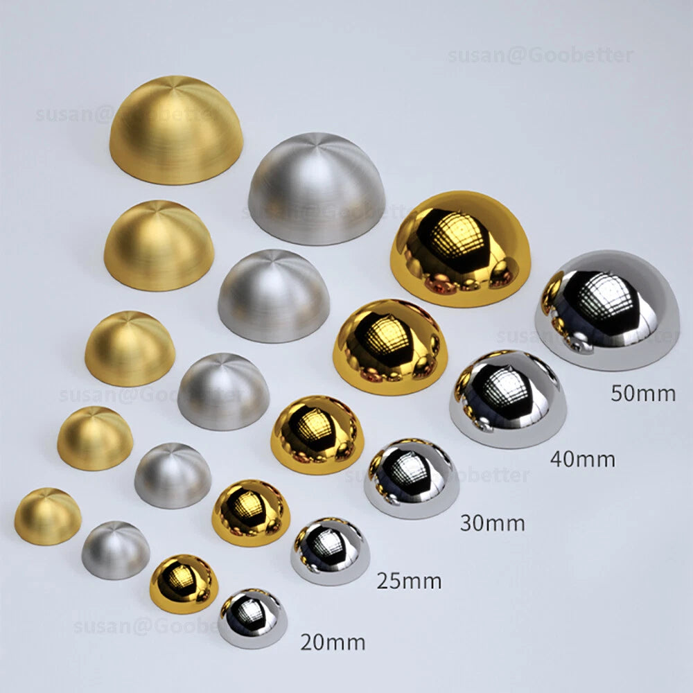Dome Screw Cover Caps 20–50mm – Electroplated Stainless Steel Mirror Screws, Silver & Gold