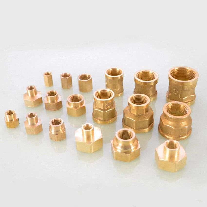 Female Thread Brass Coupling Adapter — Straight & Reducer Pipe Fittings