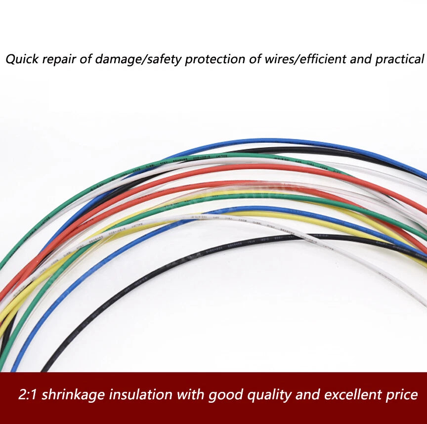 Heat Shrink Tubing 2:1 Ratio — 0.6mm to 210mm, Multiple Colors & Lengths