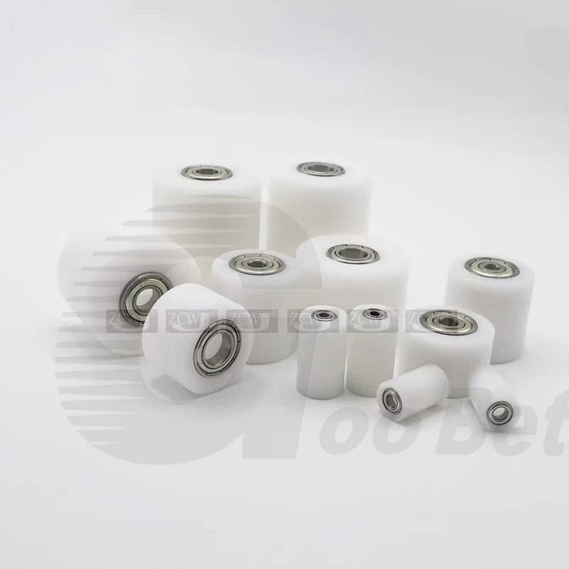 6mm Bore Plastic Roller Wheel Two Ball Bearing Coated PP POM Pulley Guide Wheel