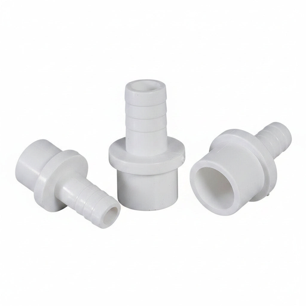 5mm - 63mm Hose Nozzle PVC Plastic Pipe Fittings Barb Connectors Sleeve White