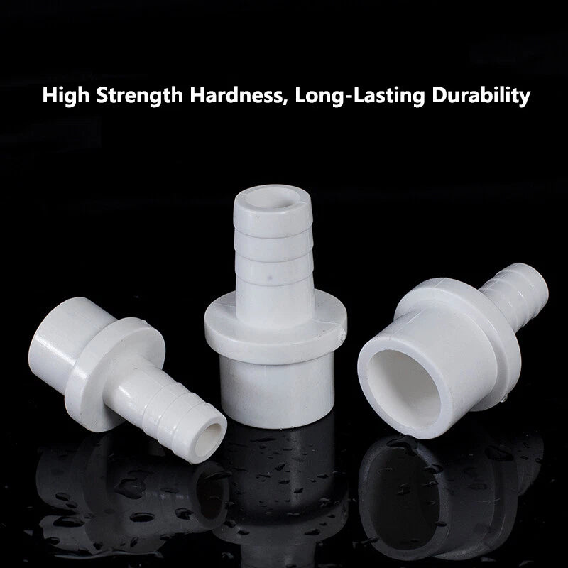 5mm - 63mm Hose Nozzle PVC Plastic Pipe Fittings Barb Connectors Sleeve White