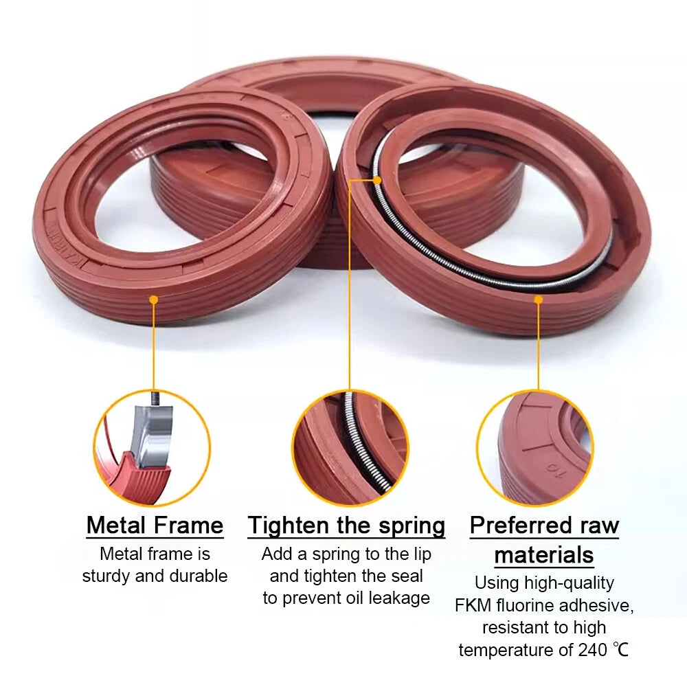 TC/TG Dual Lip FKM Oil Seal — Metric Rotary Shaft Sealing Ring, ID 25–50mm
