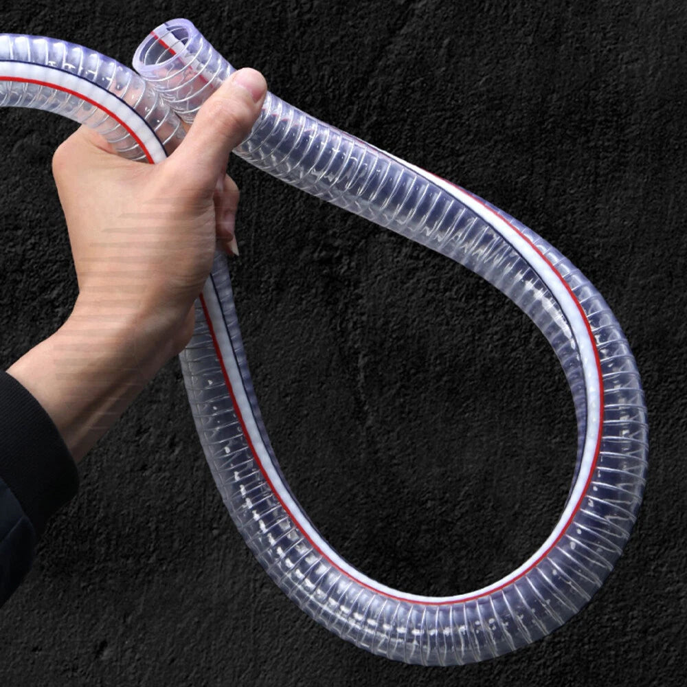 Food Grade Clear PVC Braided Hose Pipe — Wire Reinforced, Heavy Duty Air Water Fuel