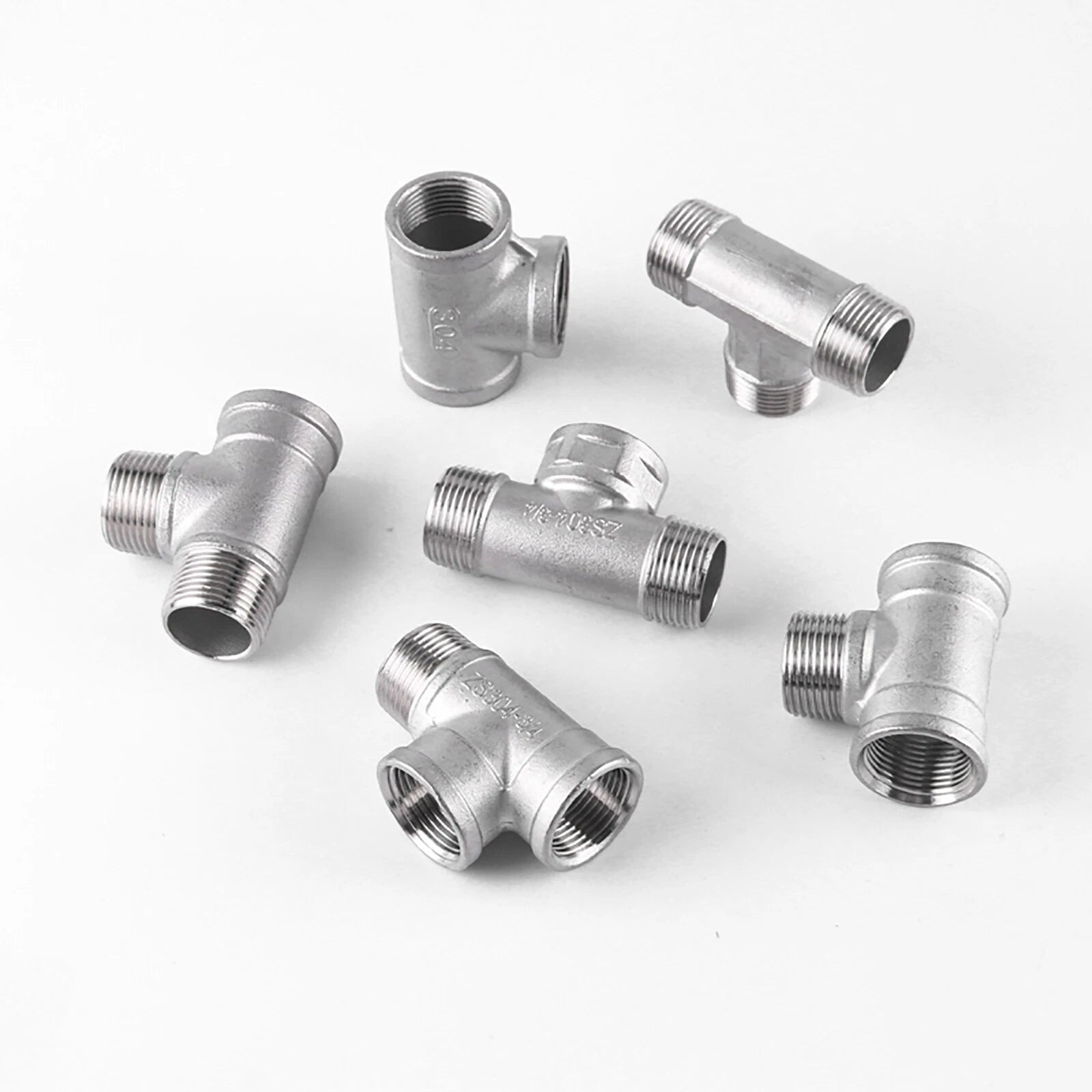 304 Stainless Steel BSP Tee & Cross Pipe Fittings — 1/8" to 2" | F&F&F, M&M&M, Reducer & Cross