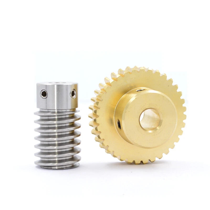 Brass Worm Wheel Gear 0.5/0.8/1/1.5 Module Transmission Gear Worm Rod Gear Shaft