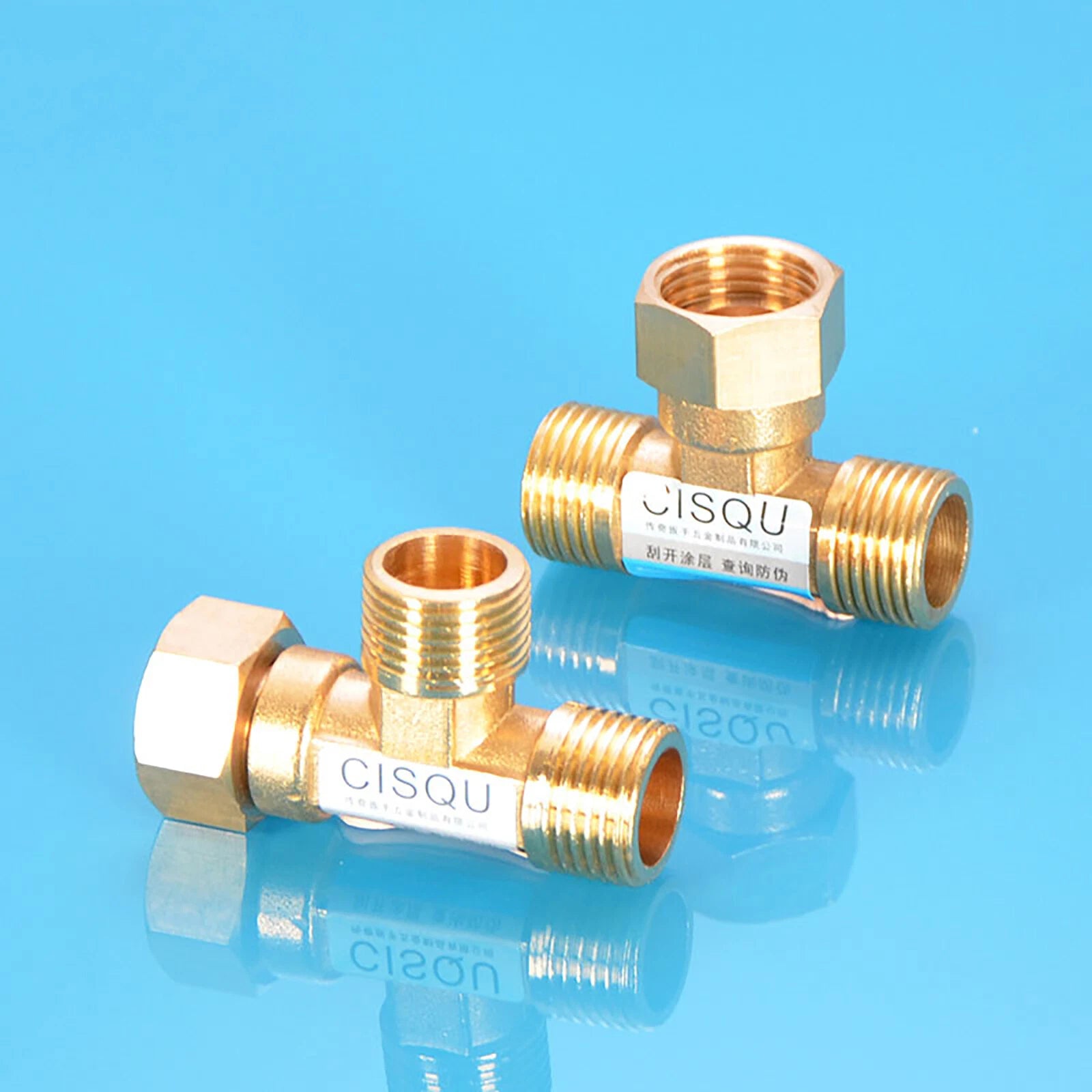 Brass Tee 3-Way BSP Pipe Fitting — Equal & Reducer, 1/2" & 3/4"