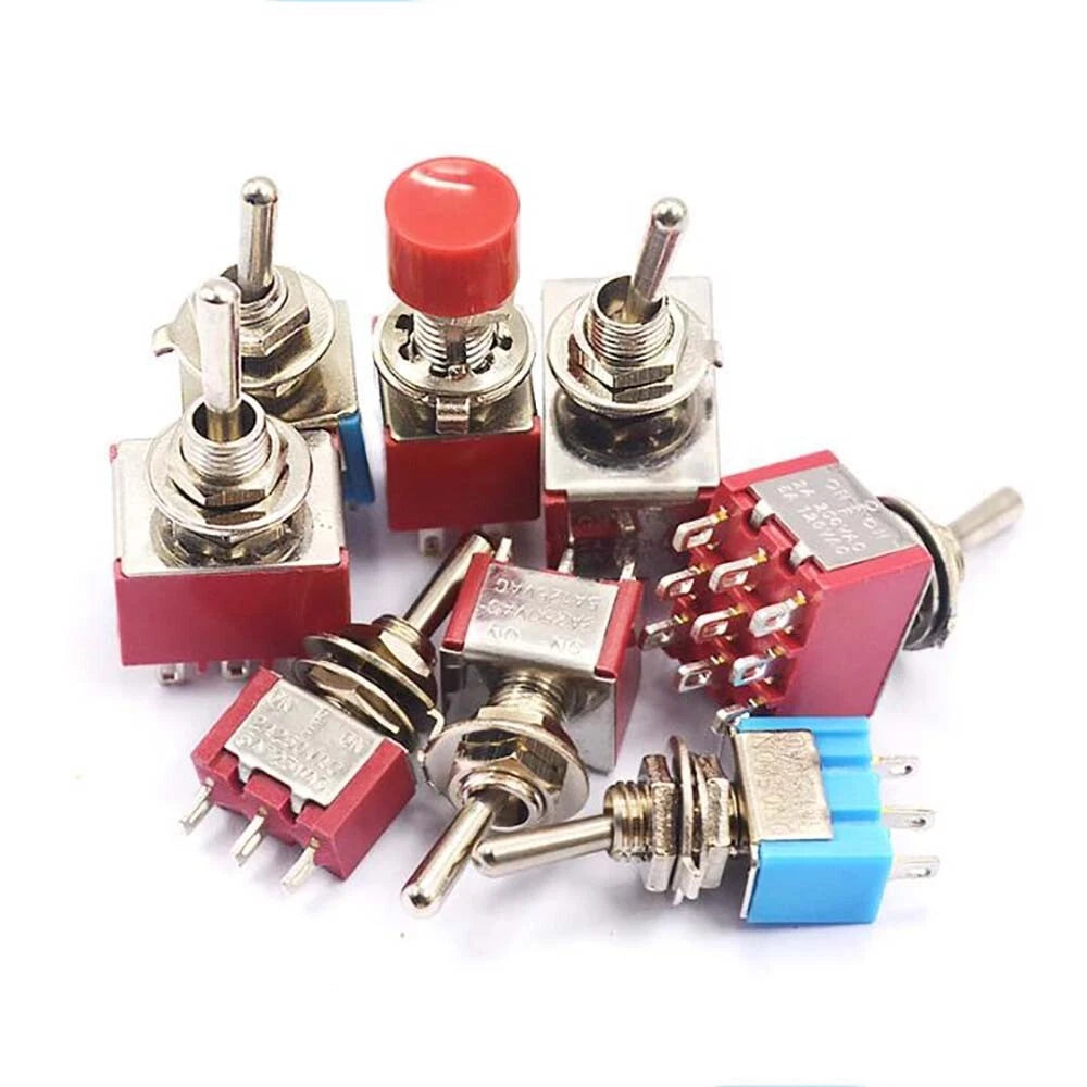 MTS PS Series Mini Toggle Switch — 3/6/9/12 Pin, 2-Way & 3-Way, Latching & Self-Resetting