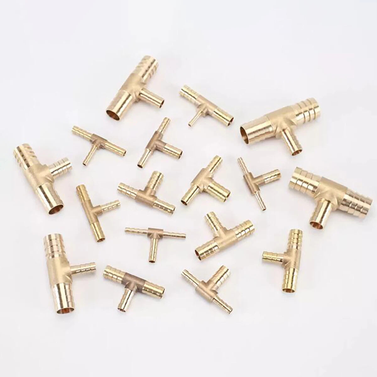 Brass Barbed T-Piece Hose Joiner Reducer Tee Connector — Air, Water & Fuel Fittings