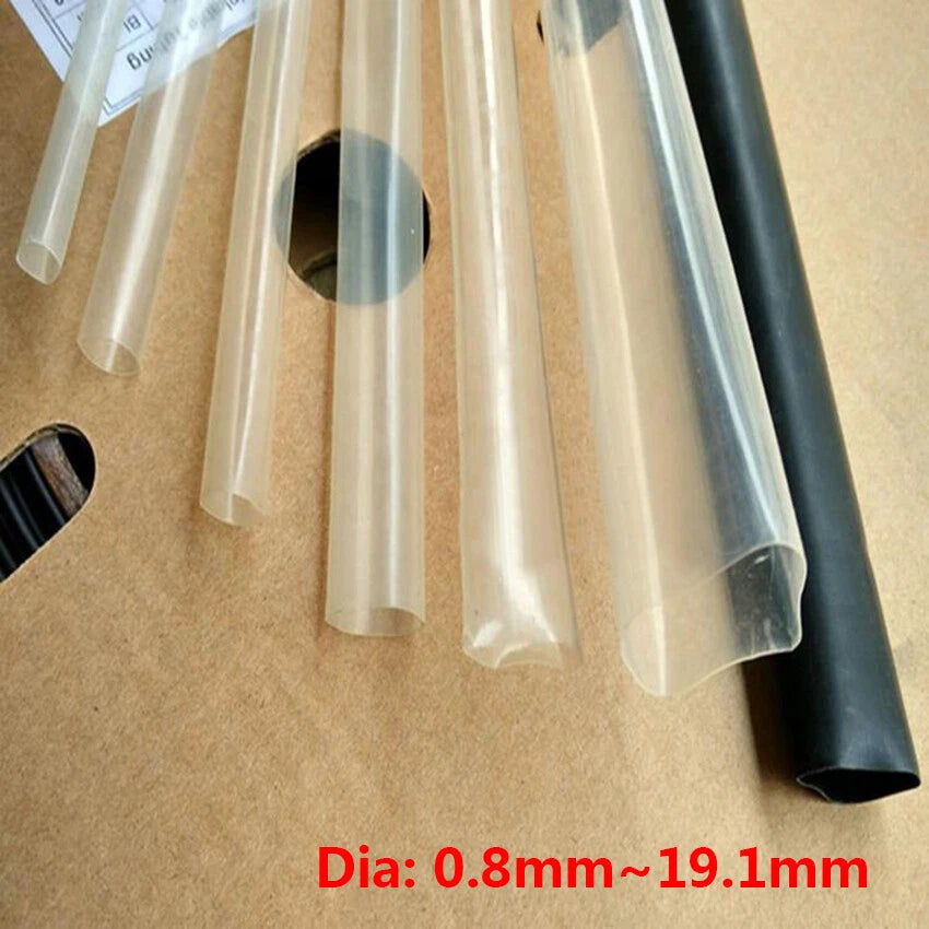 2:1 PVDF Heat Shrink Tubing — Black & Clear, 0.8mm to 19.1mm, 175°C Rated